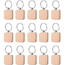 Amazon.co.jp: HappyHome 木製キーホルダー 無地 15個セット 四角