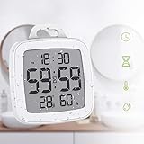 Best Fire バスルーム 時計 防水クロック タイマー付き デジタル 温湿度計 掛け時計 置き時計 ウォールクロック 防水 静音 浴室 キッチン お風呂 家庭用 おしゃれ 日本語取扱説明書 (白色) (A型)