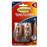 Command Traditional Plastic Bath Hooks Value Pack, Medium, Brushed Nickel, 2-Hooks (17051BNB-2ES) [並