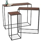 LOWYA （ロウヤ） テーブル サイドテーブル コンソールテーブル スチールフレーム ディスプレイテーブル 展示 おしゃれ 3点セット 長方形 ウォルナット/ブラック