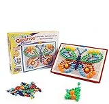NiGHT LiONS TECH (TM) Creative Mosaic Toys 296pcs Plastic プラスチック Mushroom Nail with Board Educationa