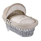 Clair de Lune Bedtime Story Grey Wicker Moses Basket