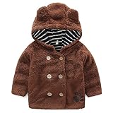 [スゴフィ]SGFY　 長袖 幼児 子供服 フード コート男の子 女の子 赤ちゃん服 ボーイズ ガールズ かわいい ボアフリース 秋 冬 ベビー服 キッズ服 熊 くまの耳 ボタン 3色 (120cm,