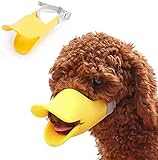 Doyeemei 犬用マズル 口輪 犬アヒル口セット シリコン犬口 ペットシリコンゴムセット 犬調節セット 噛み防止 家具破壊防止 (M イエロー)