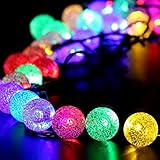 Juzihao 6.5M 30球 ソーラーLEDイルミネーション & 水晶球形LEDライト & ストリングライト & バ ブルビーズライト——祝日/クリスマス/結婚式/ガーデン/パーティ/室外など飾り