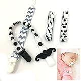 【Angelicate】おしゃぶり おもちゃ ホルダー セット ベビーグッズ の 落下防止に 選べるデザイン (ひげホルダー＋波ホルダー＋長いホルダー2本セット)