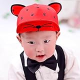 Demiawaking 　ベビー帽子　キッズ・ 赤ちゃん・子供用 かわいい 防寒 (レッド)