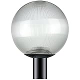 Sunlite DOD/12GL/BK/CL/MED 12" Decorative Outdoor Neckless Globe Post Fixture, Black Finish, Clear P