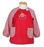 子供用幼児用キッズ用スモック　無地（袖はギンガムチェック）　3柄6色　幼稚園　保育園 (100, いちご赤)