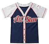 幼児キッズ ベビーボーイ ベースボール 半袖 棉 シャツ 野球用カーディガン (ブルー+グレー, 4-5 Years)