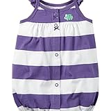 カーターズ Carter's ロンパース ボーダー 前開き ノースリーブ フリルストラップ 綿リブ100% Snap-Up Striped Romper NB (50-55cm)