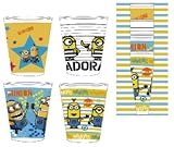 【MINIONS SNOOPY 】キャラクター メラミン カップ 割れにくい プラスチック カップ コップ 4個セット + ミニタオル (ミニオンズD)