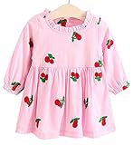 YY-Natuhi ベビー服 子供服 女の子 ワンピース キッズ ドレス 新生児 ボディースーツ ベビー 長袖 赤ちゃん 入学式 出産祝い 七五三 綿 花柄 ベビースーツ チェリー柄 (95cm, 1