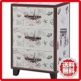 不二貿易 アンティーク チェスト 3段 スタンプ 93376