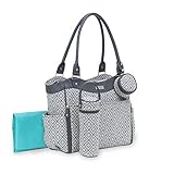 Carter's 3 Piece Convertible Woven Jacquard Tote Diaper Bag Set Grey [並行輸入品]