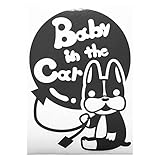 ブラック（黒） 犬 ボストンテリア 風船 Baby in the car ベビー イン ザ カー ベビーインカー ステッカー 窓ガラス用シールタイプ 車 ...