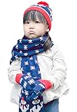 (スマイル ワキキ)Smile YKK クリスマス ベビー ニットキャップ マフラー 手袋 ３点 セット 子供 防寒帽 キッズ 女の子 ポンポン S
