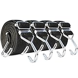 ゴムバンド 自転車 荷台 ゴムロープ 2M: 4本組 ゴム紐 バイク 荷物 固定 - 台車 ゴム ゴムひも 荷紐 ゴムベルト フック付き 平ゴム 30mm 強力 伸縮 長さ調節 フック 固定バンド ブラック