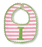 Mud Pie Baby Girl Striped Bib Monogrammed with Initial I by Mud Pie