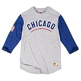 シカゴ・カブスMitchell & NessメンズScoring Position 3 / 4スリーブラグランTシャツ S グレイ