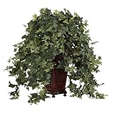 Nearly Natural 6702 Vining Puff Ivy with Vase Decorative Silk Plant, Green [並行輸入品]
