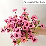 meiliy 2 Bunches Fake Floral DaisyシルクフラワーLittleひまわり高品質人工花ウェディングパーティーホームホテルオフィス庭クラフトアート装飾11インチ ピンク Me