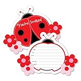 モダンてんとう虫 – Shaped fill-in招待状 – ベビーシャワーまたは誕生日パーティー招待カード封筒付き – 12のセット
