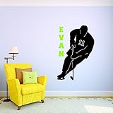 Personalizedカスタム名&番号Professional Hockey Playerスポーツチームティーン寝室子供ステッカービニール壁デカール20インチx 40インチ
