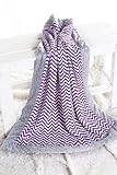Bacati - Ikat Chevron with Grey Border Plush Blanket (Purple Chevron/Grey Border) by Bacati