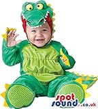 かわいい緑と黄色のドラゴンベビーサイズぬいぐるみコスチューム