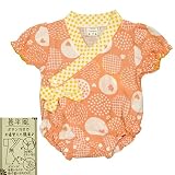 ガールズベビーパジャマ[PETIT CADEAU]甚平風パジャマ|まる柄|ロンパースパジャマ|梨地|半袖(パフスリーブ)パジャマ女の子|女児 80cm ピーチ