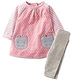 bomdeals Cute Baby Girl 2 pc Pants Set上部とレギンスセット カラー: ピンク