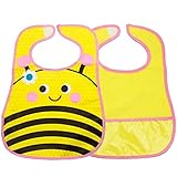 キッズ・ベビー ・赤ちゃん用品人気ランキング お食事エプロン お食事用スタイ よだれかけ 子供の食事ビブ 防水 安全 柔軟性 耐久性 簡易 可愛い （イエロー）