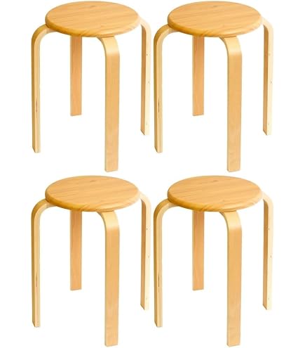 Amazon.co.jp: 木製丸椅子 4脚SET Z-SHSC-1-4SET ナチュラル : 文房具