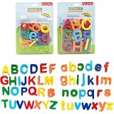 アルファベット マグネット 大文字 小文字 冷蔵庫マグネット 冷蔵庫ステッカー 子供のおもちゃ 知育玩具 単語学習 色形認知 英語教育 教室 知育 学習 玩具 磁気文字 52pcs
