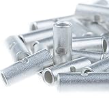 AIRIC 100pcs 12-10 Gauge Electrical Wire Seamless Non Insulated Butt Connectors Uninsulated Connecto