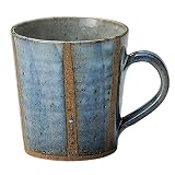 丸伊製陶 信楽焼 へちもん マグカップ コップ 大きめ 青萩立線 330ml おしゃれ コーヒーカップ 陶器 職人手作り 伝統工芸 日本製 MR-3-3335