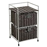 ラタン調チェスト2段 (ブラウン)