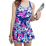 (マーシェル) Marshel マタニティ 水着 ワンピース ボタニカル柄 おしゃれ かわいい 体型カバー 産前 産後 長く使える マタニティスイミング ブルー XL