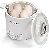 KEECOON ゆで卵メーカー エッグマイスター スチームクッカー 炊飯器 一人暮らし 電気鍋 一人用 卵蒸し器 温泉卵 固ゆで 半熟卵 茶碗蒸し ラーメン ヨーグルト 簡単料理 一人用 オムレツ 蒸し料理 持ち運び便利 車中泊 おしゃれ キャンプ 