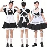 [JUNDOMECY] メイド服 大きいサイズ 男性 可愛い セクシー 水色 ピンク ハロウィン 仮装 メンズ コスプレ メイドコスチューム 男 女装 猫耳 胸開き ロリータ スカート セット 猫メイド 大人 イベント 忘年会 新年会 学園祭 文化祭 (タイプ2, 5XL)