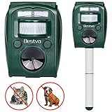 BESTVA 猫よけ 動物撃退器 害獣退治 超音波とLED強力なフラッシュライト IP44防水仕様 庭園を保護 ソーラー充電式 1年間保証付き