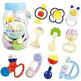 Greencherry　哺乳びん新生児 鈴を振る玩具 赤ちゃんのおもちゃ 新生児 0－1歳の赤ちゃんのため　哺乳びん　ベビー歯ぎしり棒　滑らかなカラフルな乳幼児の手の鳴らす鈴 知育玩具 幼児教育 聴覚