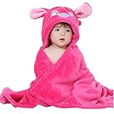 エルフ ベビー(Fairy Baby)クマ模様ベビーバスローブ ポンチョ バスタオル フード付き お風呂 着ぐるみ ワンサイズ バラ色