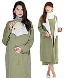 Sweet Mommy マタニティ カーディガン 抱っこ対応 アウター ドルマン ミラノリブ コーディガン ママコート 大きいサイズ バイカラー 秋 冬 産前産後 マタニティ／M／カーキ
