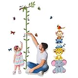 Uelfbaby Animals Height Measurement Wall Decal Home Sticker Paper Removable Living Dinning Room Bedr