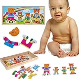 Demiawaking　かわいい幼児 子供 教育教材 木のおもちゃ　知育/啓蒙　教育おもちゃ 　ベア一家　自由に組み合わせ