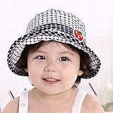 Limi ベビー キッズ 綿100％製 チェック りんご柄 フィッシャーマンハット キャップ 日よけ帽子 折りたたみ 女の子 日焼予防 紫外線対策 春 夏 (ホワイト)
