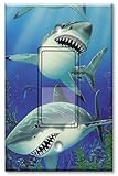 Printed壁プレートwith Matchingロッカースイッチおよび/またはコンセント – Sharks マルチカラー 155-Printed-Single-DecoraSwitch