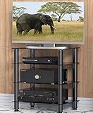 Fitueyes TVラック3段 テレビ台 強化ガラス製 ローボード オープン 幅600mm ブラック FAS406001GB